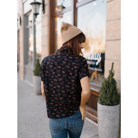 Bridge & Burn Sustainable Series Greer Dreamers Print Shirt Women's Size S Black - Picture 2 of 11